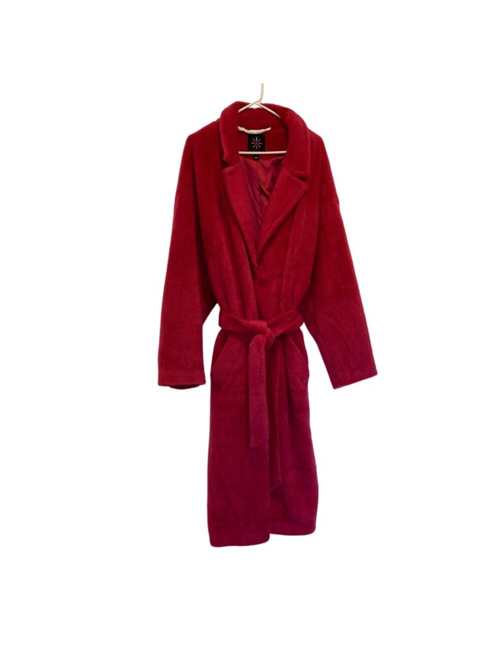 NWOT Isaac Mizrahi Live Red Plush Belted jacket US 5X Acrylic/Nylon Blend Faux F